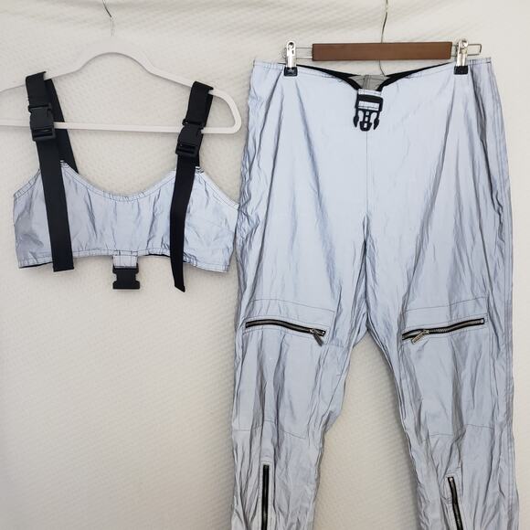 Jaded London Womens‎ Gorpcore Rave Silver Outfit Pants & Top. Size L - Picture 2 of 16
